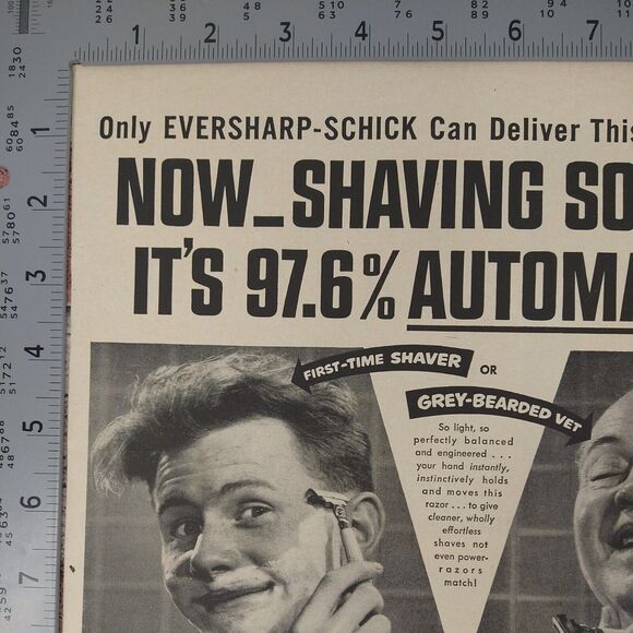 1950 Smiling Happy Men Shaving‎ with Schick Razors - Original Vtg PRINT AD - Picture 7 of 11